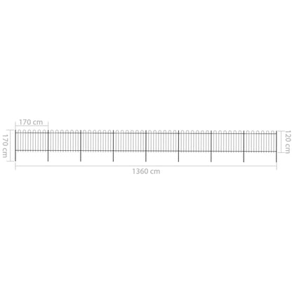 vidaXL Clôture de jardin avec dessus en cerceau Acier 13,6x1,2 m Noir
