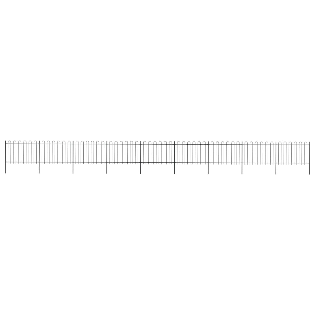 vidaXL Clôture de jardin avec dessus en cerceau Acier 15,3x1,2 m Noir