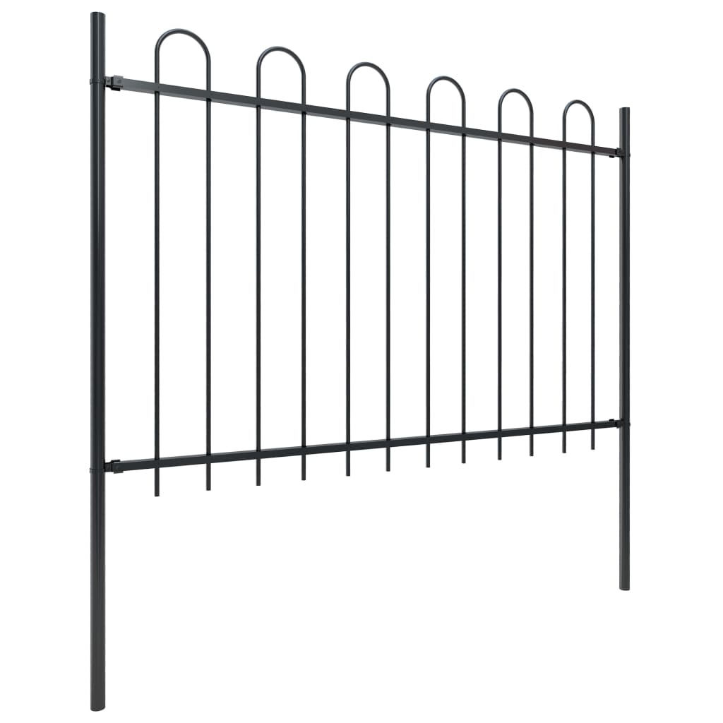 vidaXL Clôture de jardin avec dessus en cerceau Acier 15,3x1,2 m Noir
