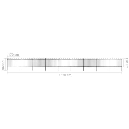 vidaXL Clôture de jardin avec dessus en cerceau Acier 15,3x1,2 m Noir