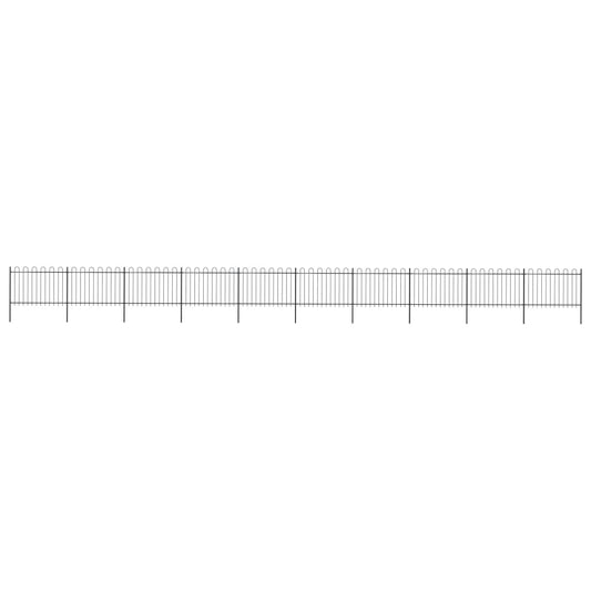 vidaXL Clôture de jardin avec dessus en cerceau Acier 17 x 1,2 m Noir