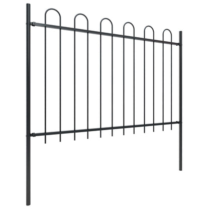 vidaXL Clôture de jardin avec dessus en cerceau Acier 17 x 1,2 m Noir
