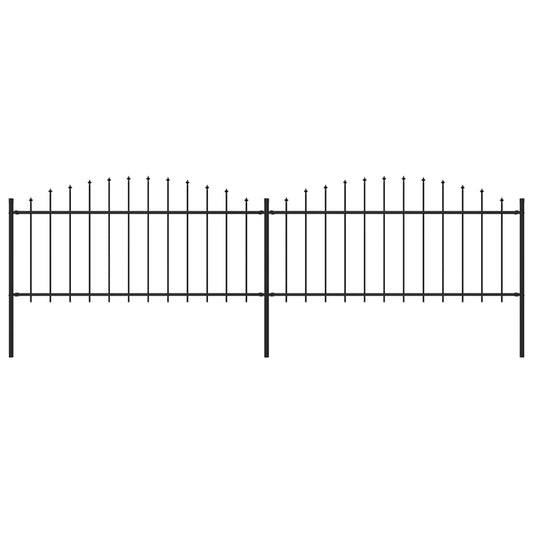 vidaXL Clôture de jardin à dessus en lance Acier (0,5-0,75)x3,4 m Noir