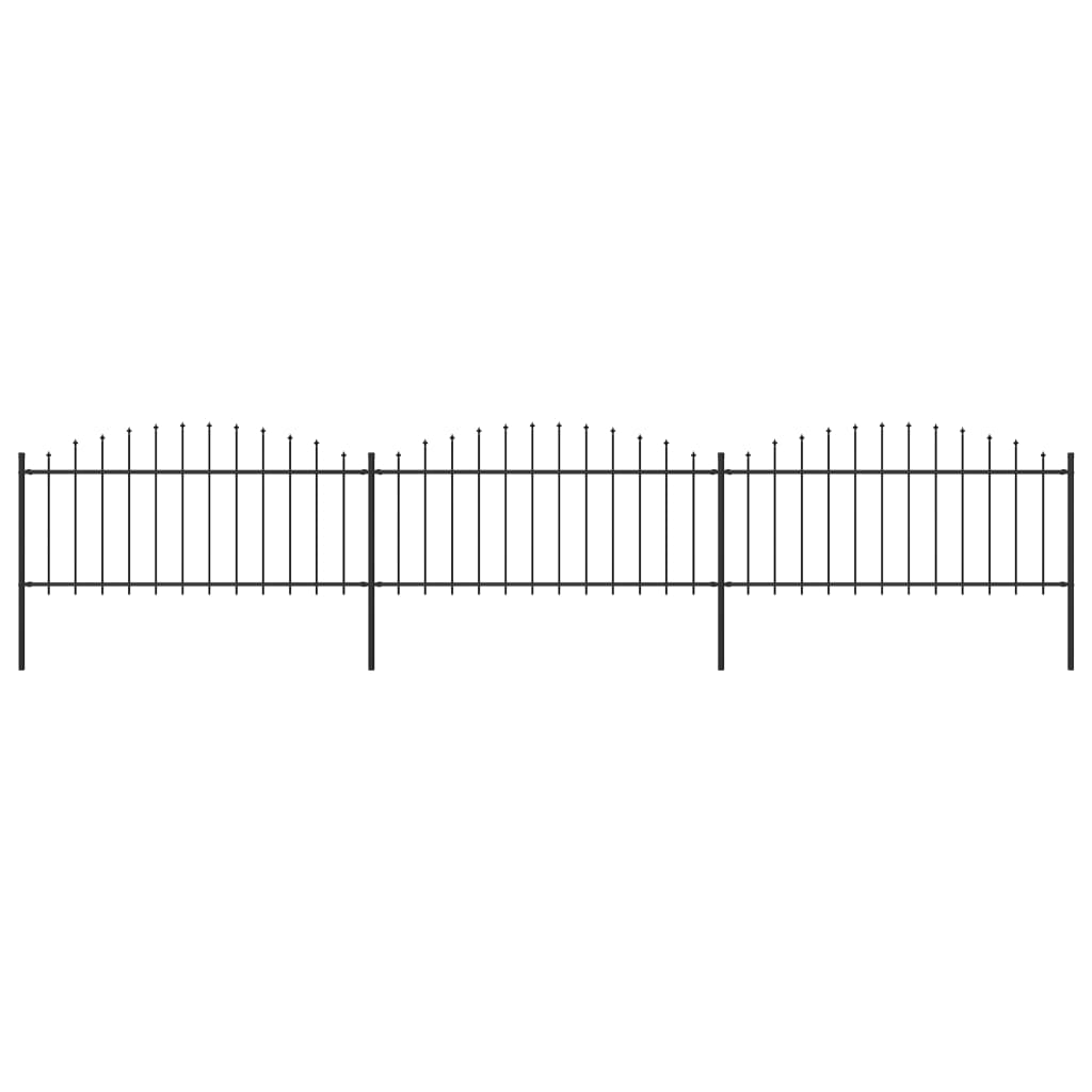 vidaXL Clôture de jardin à dessus en lance Acier (0,5-0,75)x5,1 m Noir