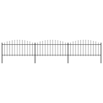 vidaXL Clôture de jardin à dessus en lance Acier (0,5-0,75)x5,1 m Noir