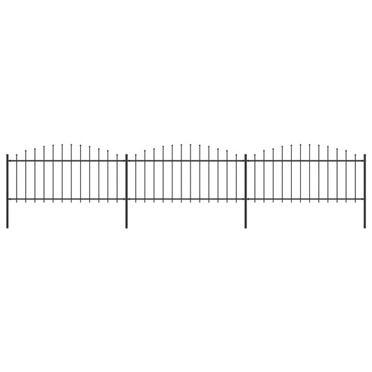 vidaXL Clôture de jardin à dessus en lance Acier (0,5-0,75)x5,1 m Noir