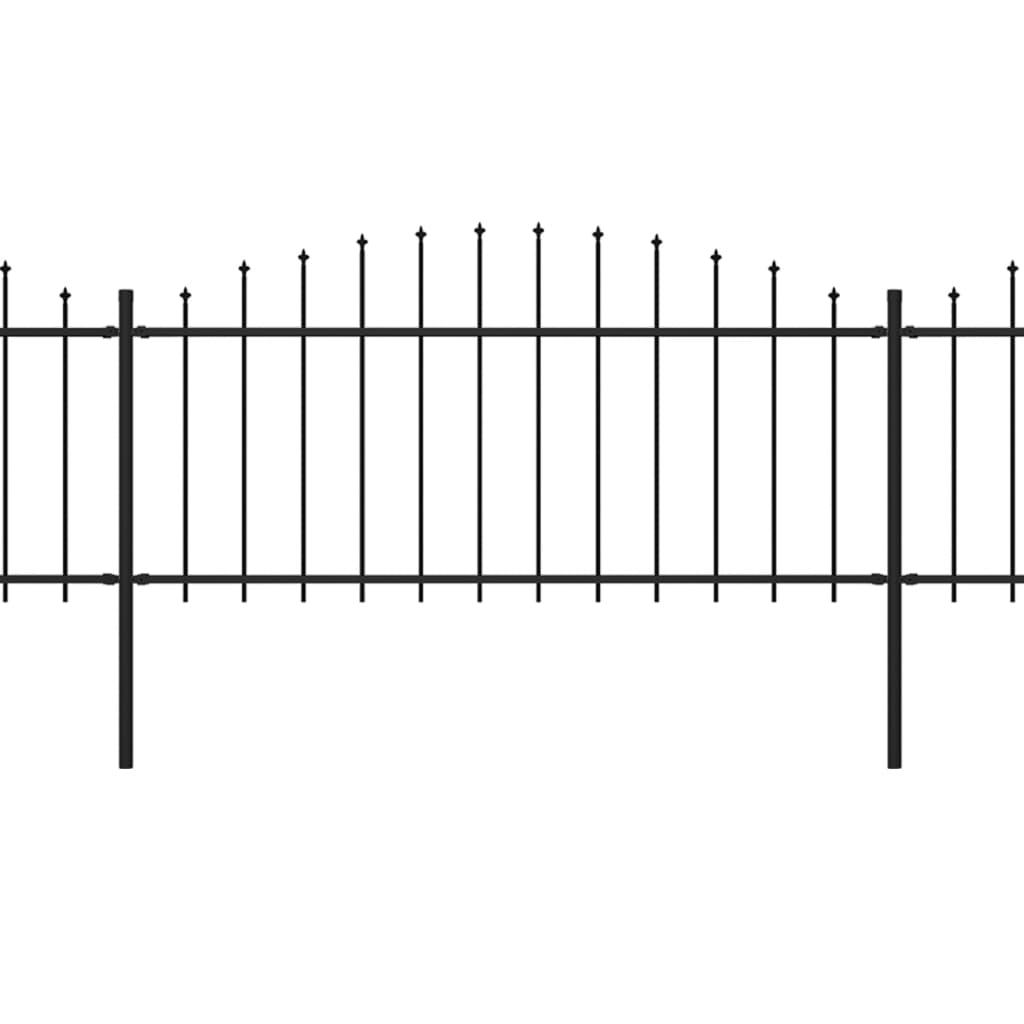 vidaXL Clôture de jardin à dessus en lance Acier (0,5-0,75)x5,1 m Noir