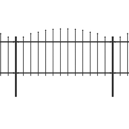 vidaXL Clôture de jardin à dessus en lance Acier (0,5-0,75)x5,1 m Noir