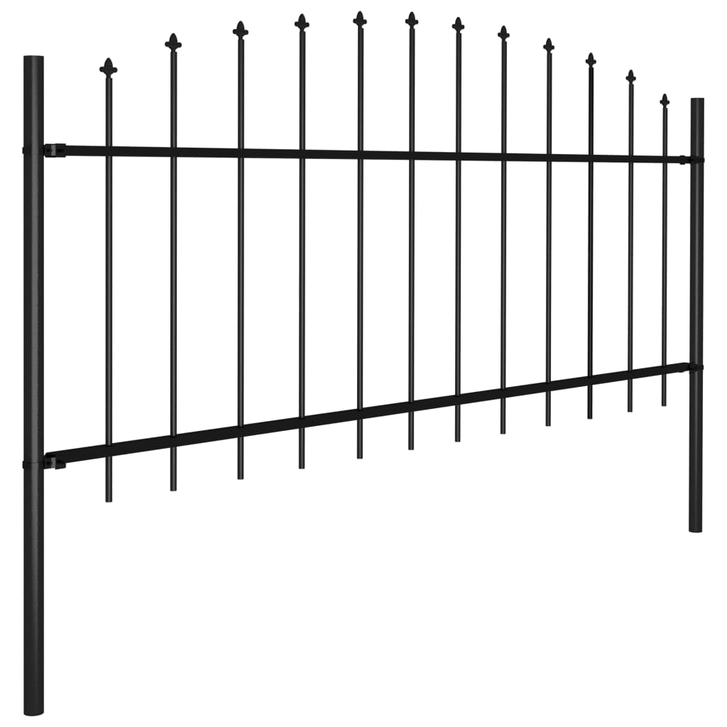 vidaXL Clôture de jardin à dessus en lance Acier (0,5-0,75)x5,1 m Noir