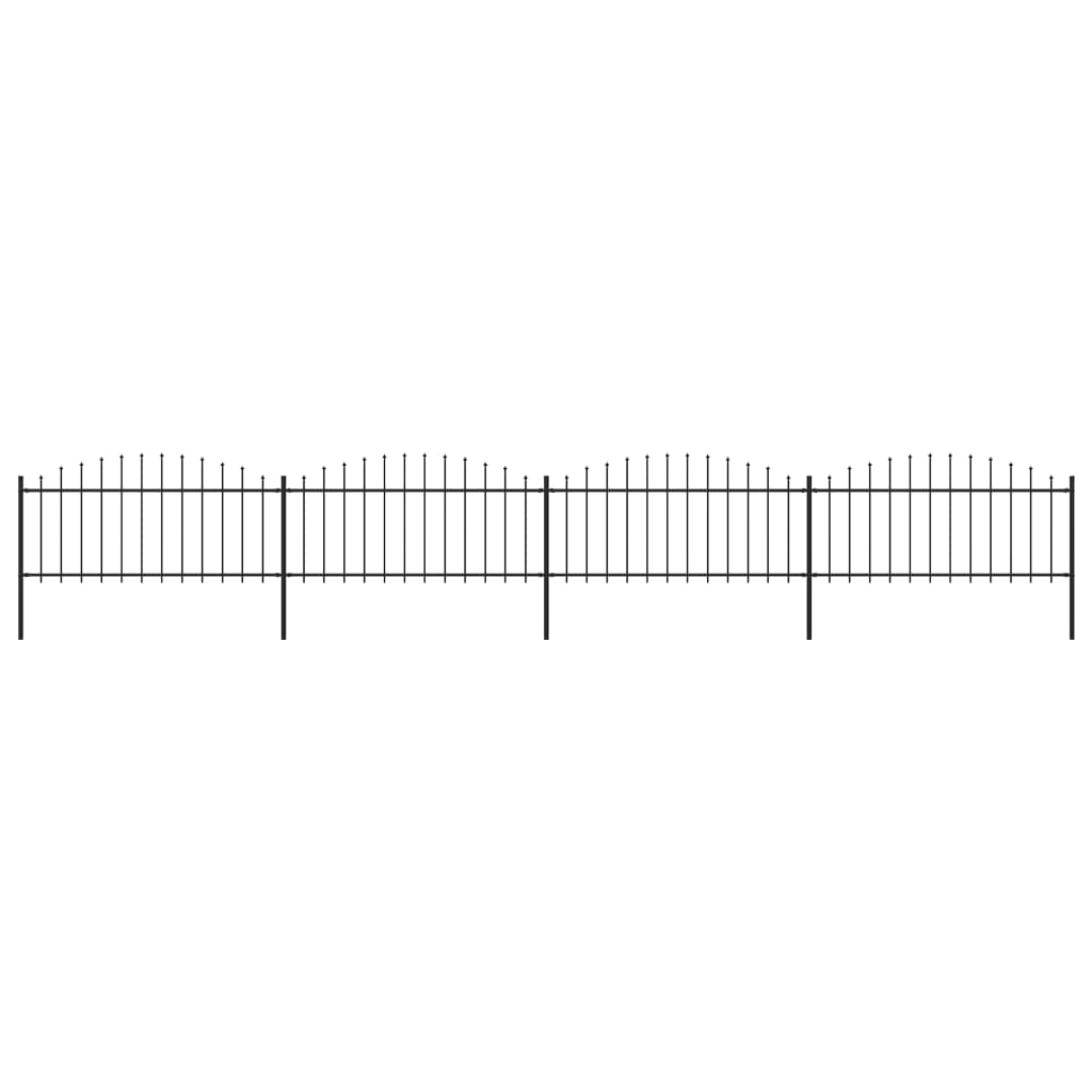 vidaXL Clôture de jardin à dessus en lance Acier (0,5-0,75)x6,8 m Noir