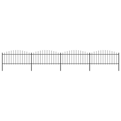 vidaXL Clôture de jardin à dessus en lance Acier (0,5-0,75)x6,8 m Noir