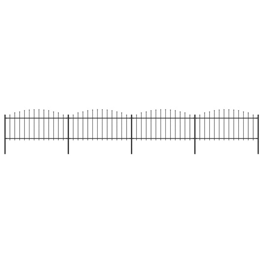 vidaXL Clôture de jardin à dessus en lance Acier (0,5-0,75)x6,8 m Noir