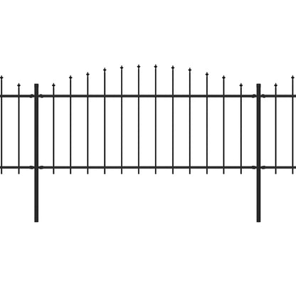 vidaXL Clôture de jardin à dessus en lance Acier (0,5-0,75)x6,8 m Noir
