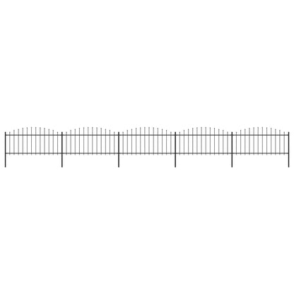 vidaXL Clôture de jardin à dessus en lance Acier (0,5-0,75)x8,5 m Noir