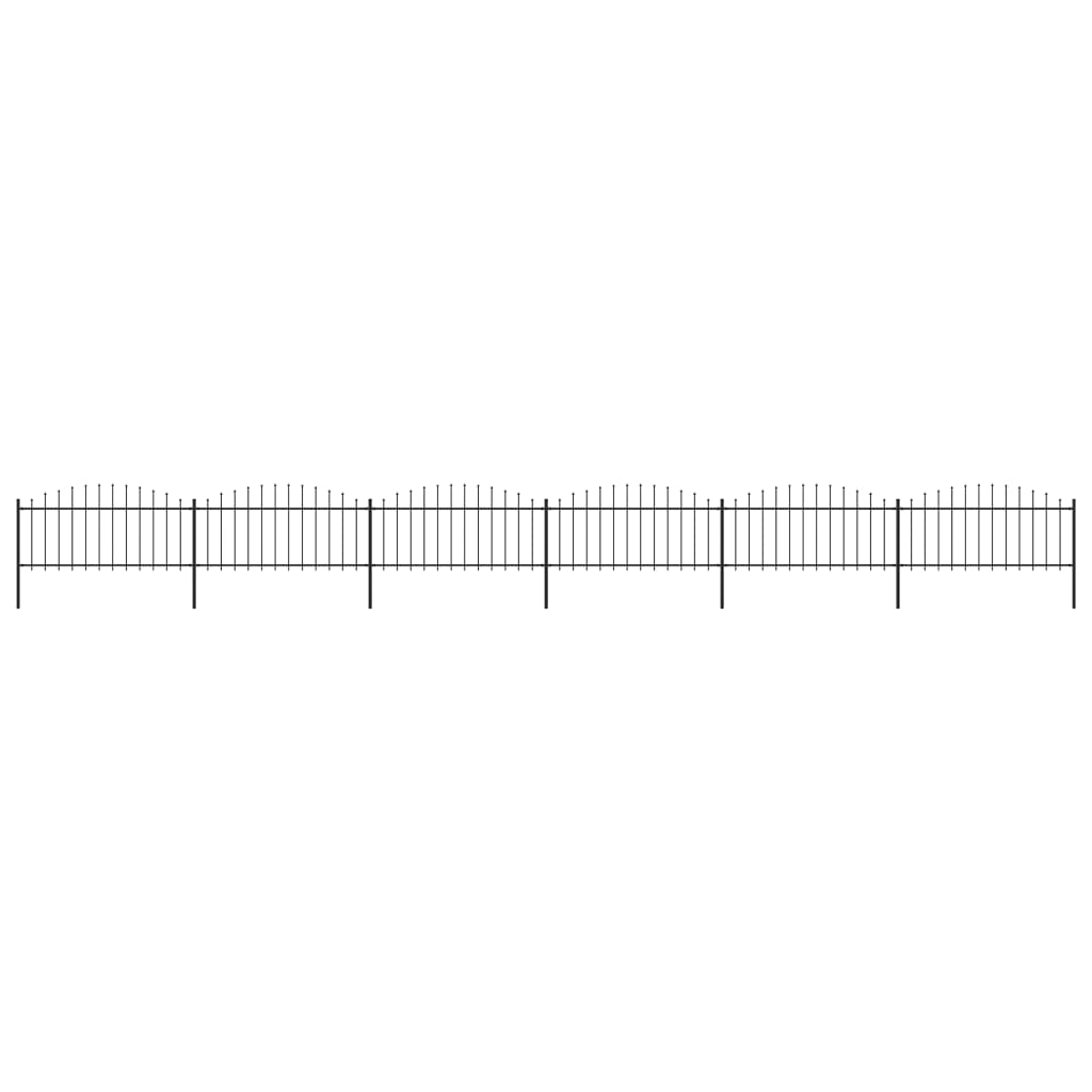 vidaXL Clôture de jardin à dessus en lance Acier (0,5-0,75)x10,2m Noir