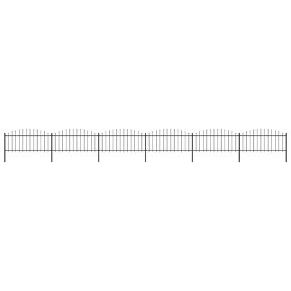 vidaXL Clôture de jardin à dessus en lance Acier (0,5-0,75)x10,2m Noir