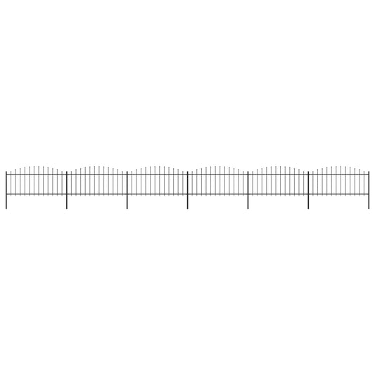 vidaXL Clôture de jardin à dessus en lance Acier (0,5-0,75)x10,2m Noir