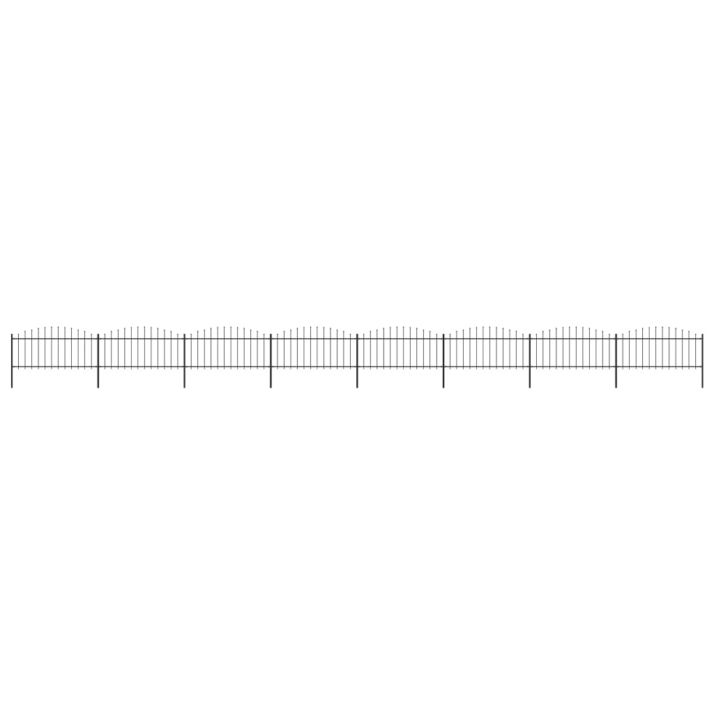 vidaXL Clôture de jardin à dessus en lance Acier (0,5-0,75)x13,6m Noir