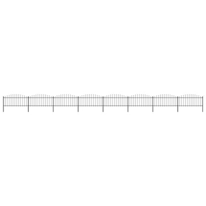 vidaXL Clôture de jardin à dessus en lance Acier (0,5-0,75)x13,6m Noir
