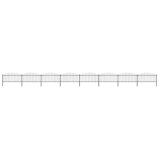 vidaXL Clôture de jardin à dessus en lance Acier (0,5-0,75)x13,6m Noir