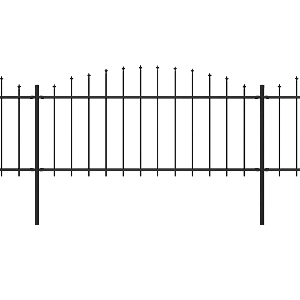 vidaXL Clôture de jardin à dessus en lance Acier (0,5-0,75)x13,6m Noir