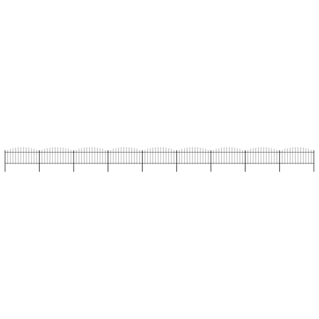 vidaXL Clôture de jardin à dessus en lance Acier (0,5-0,75)x15,3m Noir