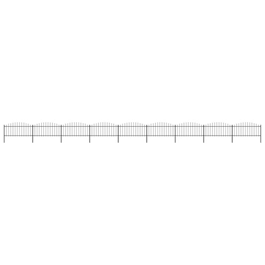 vidaXL Clôture de jardin à dessus en lance Acier (0,5-0,75)x15,3m Noir