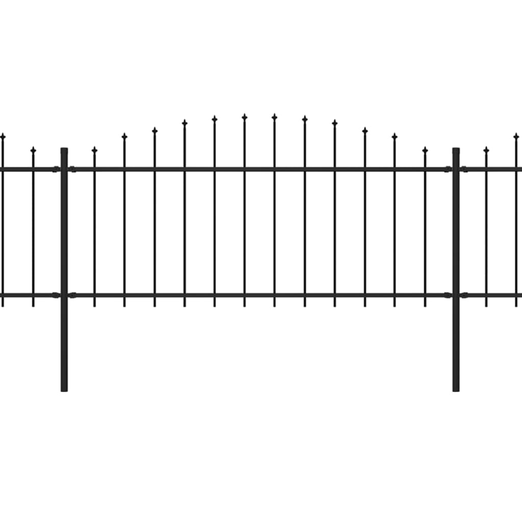 vidaXL Clôture de jardin à dessus en lance Acier (0,5-0,75)x15,3m Noir