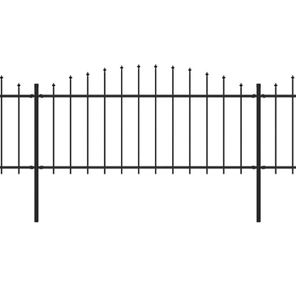 vidaXL Clôture de jardin à dessus en lance Acier (0,5-0,75)x15,3m Noir