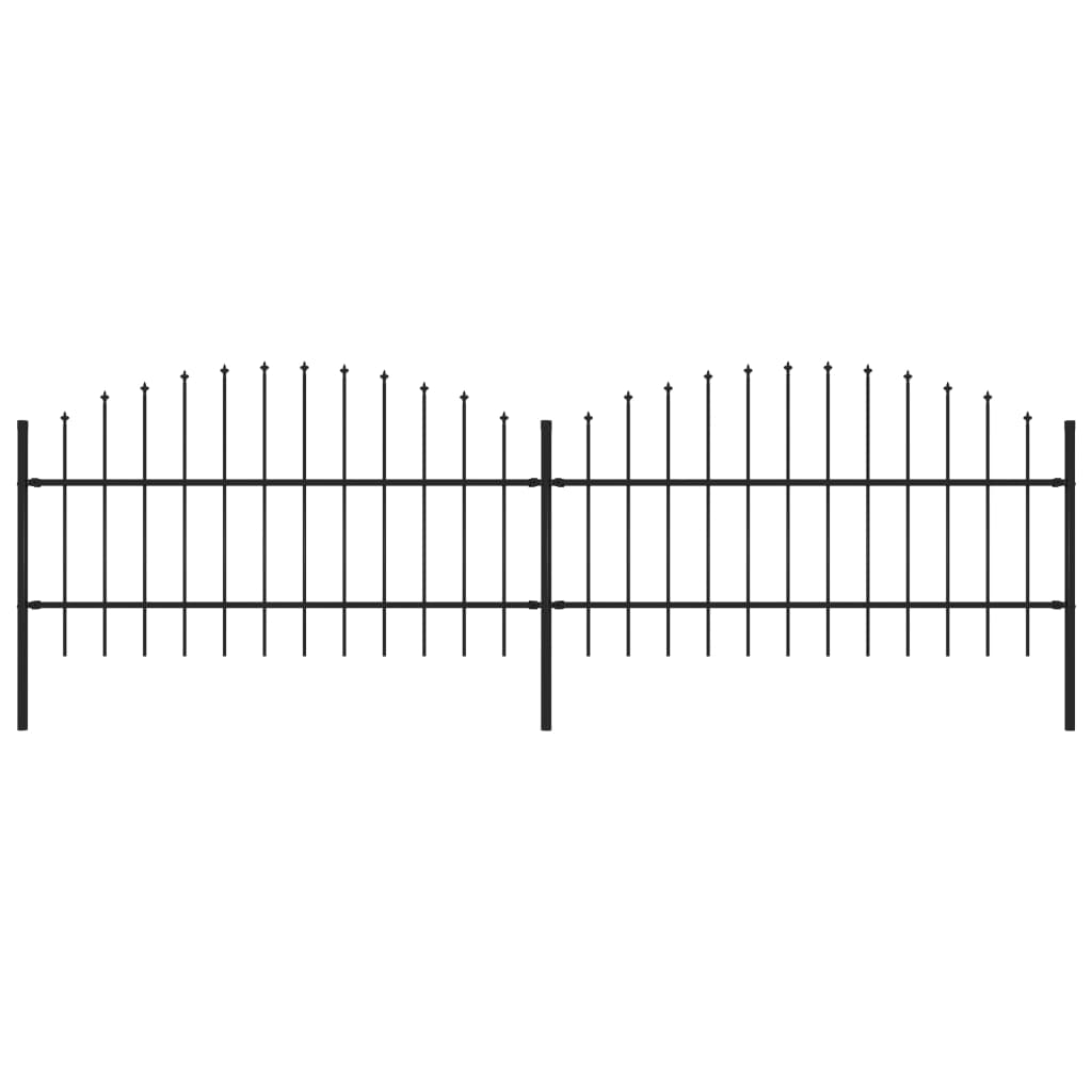 vidaXL Clôture de jardin à dessus en lance Acier (0,75-1)x3,4 m Noir
