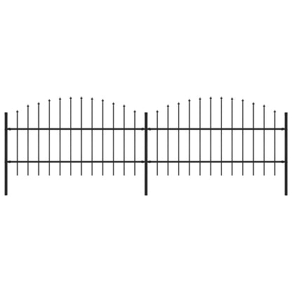 vidaXL Clôture de jardin à dessus en lance Acier (0,75-1)x3,4 m Noir