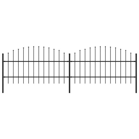 vidaXL Clôture de jardin à dessus en lance Acier (0,75-1)x3,4 m Noir