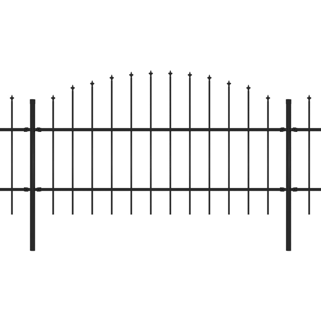 vidaXL Clôture de jardin à dessus en lance Acier (0,75-1)x3,4 m Noir