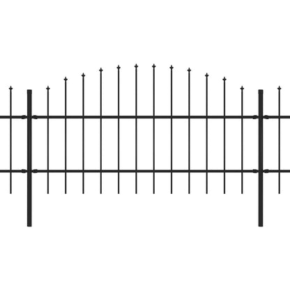 vidaXL Clôture de jardin à dessus en lance Acier (0,75-1)x3,4 m Noir