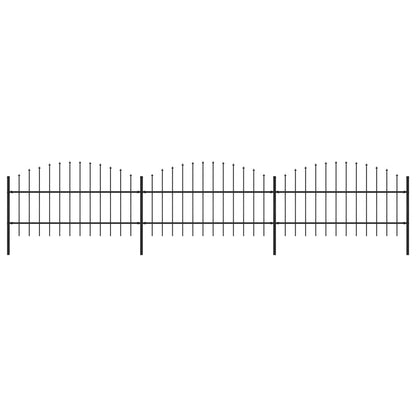 vidaXL Clôture de jardin à dessus en lance Acier (0,75-1)x5,1 m Noir