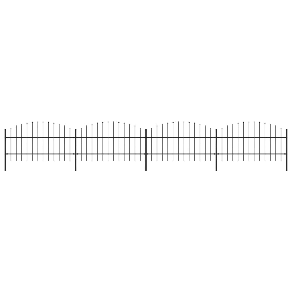 vidaXL Clôture de jardin à dessus en lance Acier (0,75-1)x6,8 m Noir
