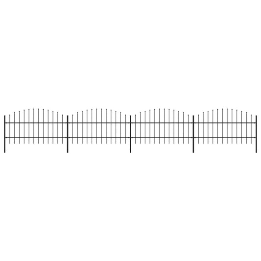 vidaXL Clôture de jardin à dessus en lance Acier (0,75-1)x6,8 m Noir