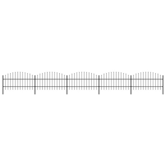 vidaXL Clôture de jardin à dessus en lance Acier (0,75-1)x8,5 m Noir