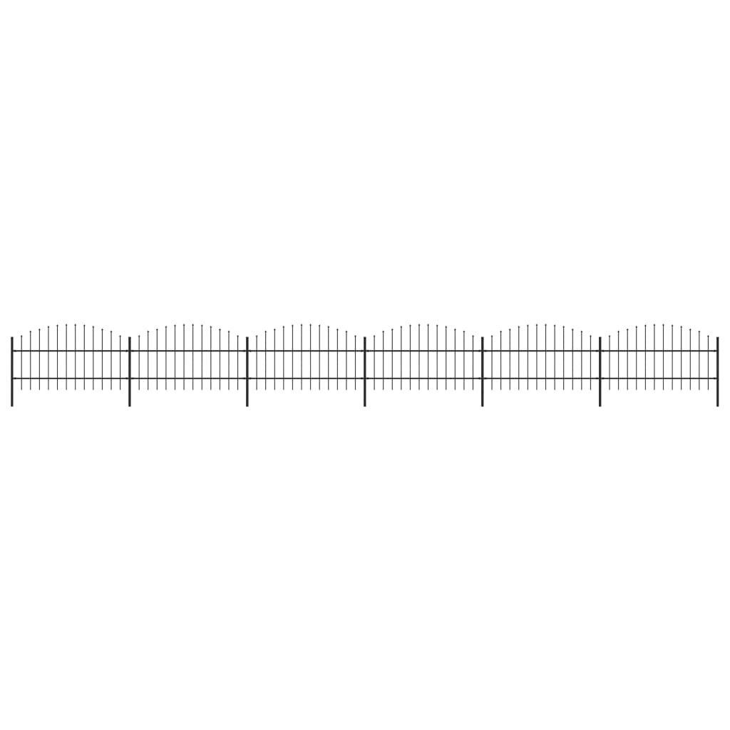 vidaXL Clôture de jardin à dessus en lance Acier (0,75-1)x10,2 m Noir