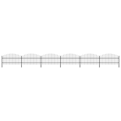 vidaXL Clôture de jardin à dessus en lance Acier (0,75-1)x10,2 m Noir