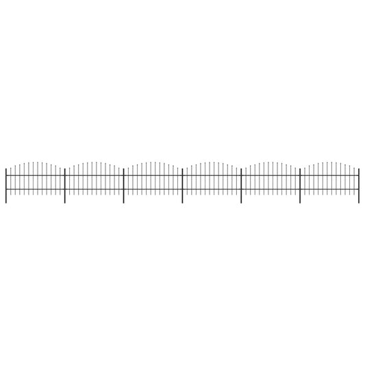 vidaXL Clôture de jardin à dessus en lance Acier (0,75-1)x10,2 m Noir