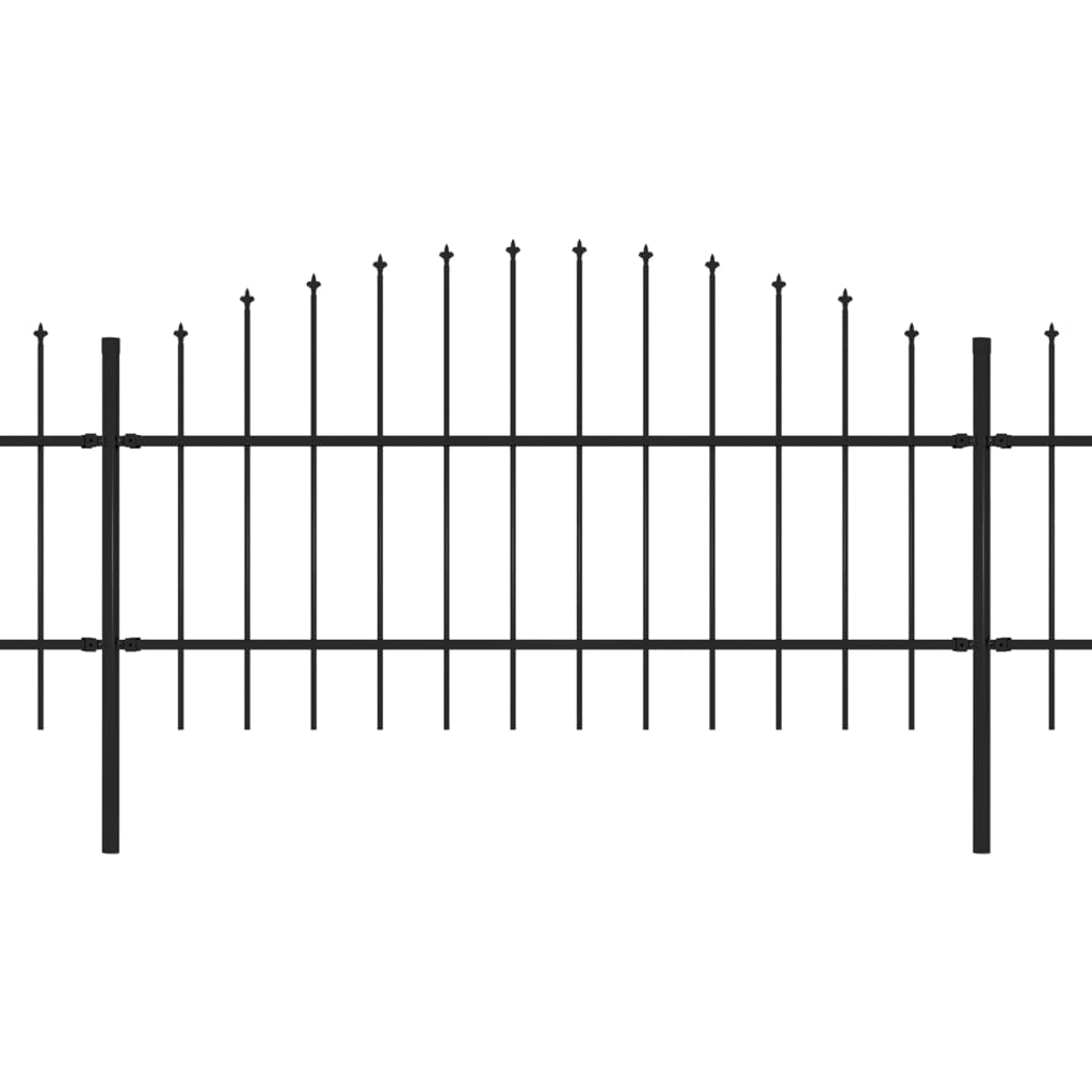vidaXL Clôture de jardin à dessus en lance Acier (0,75-1)x11,9 m Noir