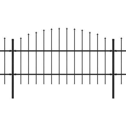 vidaXL Clôture de jardin à dessus en lance Acier (0,75-1)x11,9 m Noir