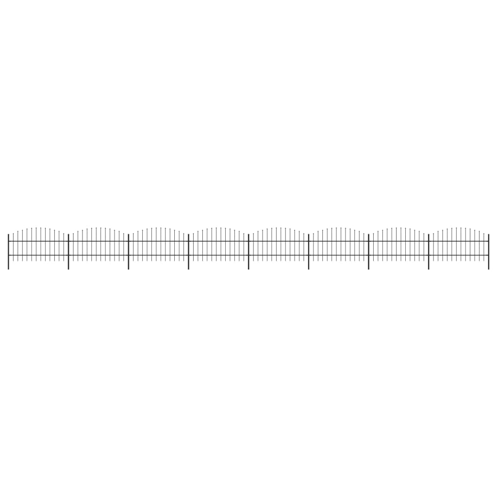 vidaXL Clôture de jardin à dessus en lance Acier (0,75-1)x13,6 m Noir