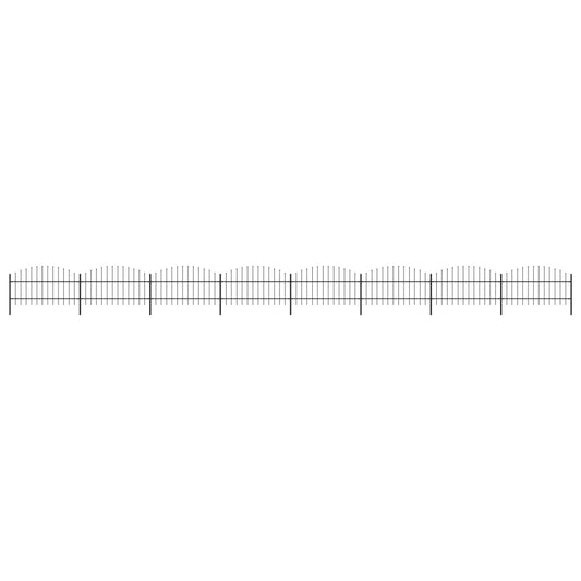 vidaXL Clôture de jardin à dessus en lance Acier (0,75-1)x13,6 m Noir