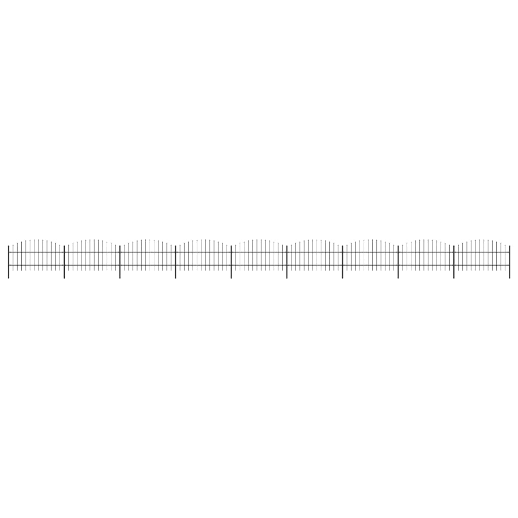 vidaXL Clôture de jardin à dessus en lance Acier (0,75-1)x15,3 m Noir