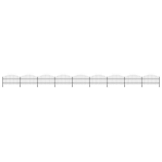 vidaXL Clôture de jardin à dessus en lance Acier (0,75-1)x15,3 m Noir
