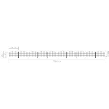 vidaXL Clôture de jardin à dessus en lance Acier (0,75-1)x17 m Noir