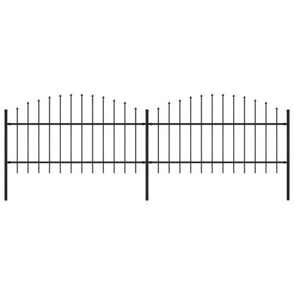 vidaXL Clôture de jardin à dessus en lance Acier (1-1,25)x3,4 m Noir