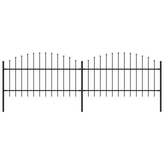 vidaXL Clôture de jardin à dessus en lance Acier (1-1,25)x3,4 m Noir